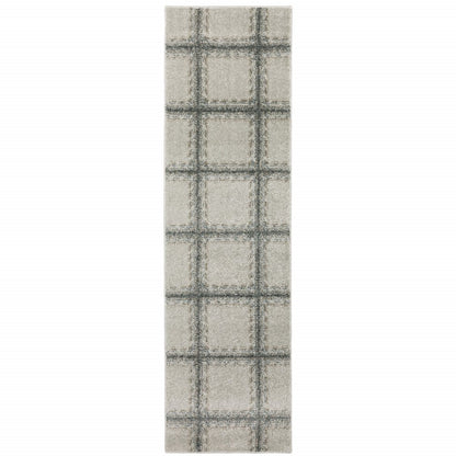 8' Gray Geometric Runner Rug