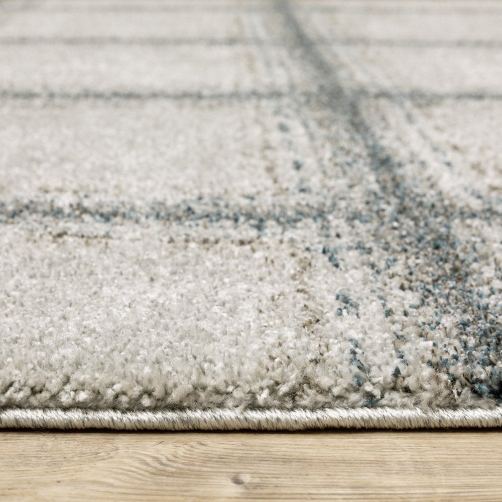 8' Gray Geometric Runner Rug