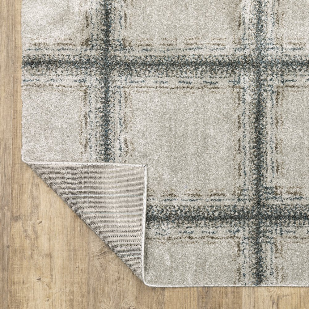 8' Gray Geometric Runner Rug