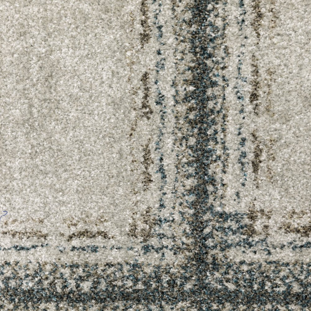 8' Gray Geometric Runner Rug