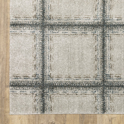 8' Gray Geometric Runner Rug