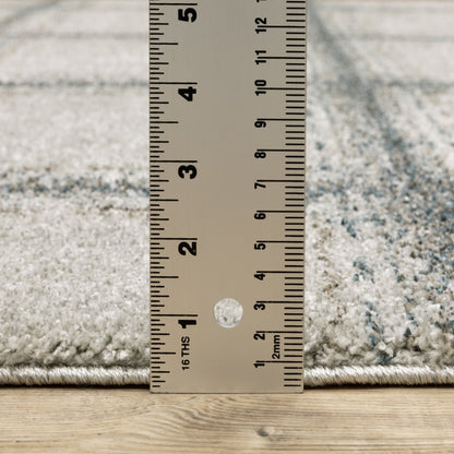 8' Gray Geometric Runner Rug