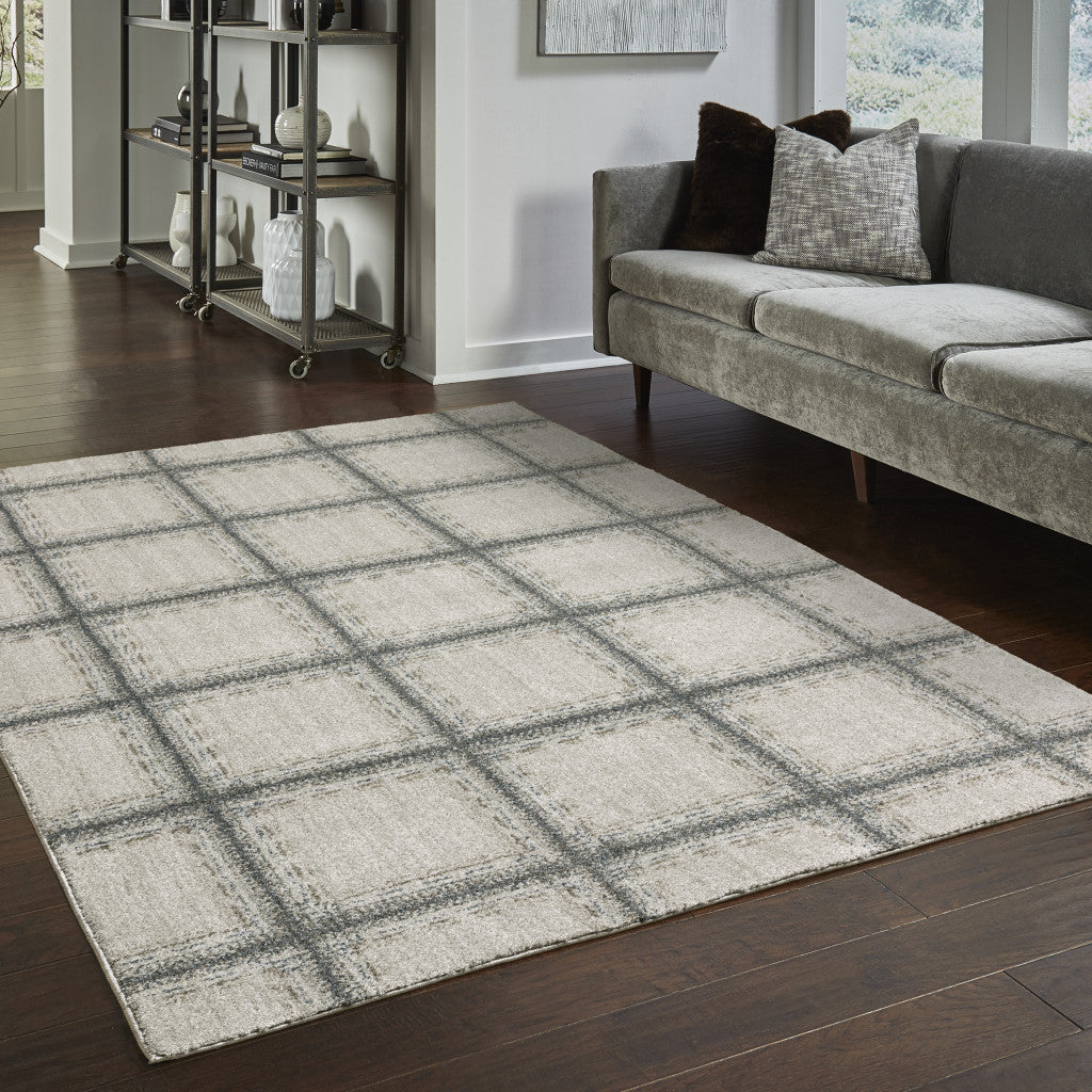 3' X 5' Gray Geometric Power Loom Area Rug