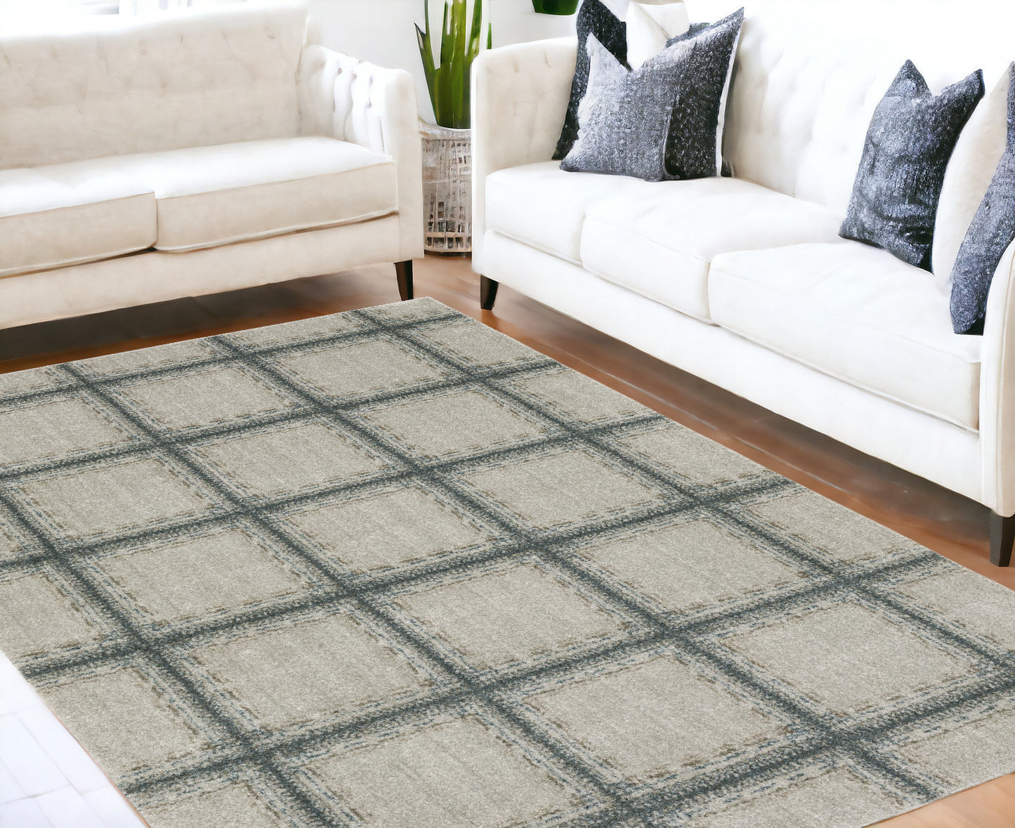 5' X 8' Gray Geometric Power Loom Area Rug