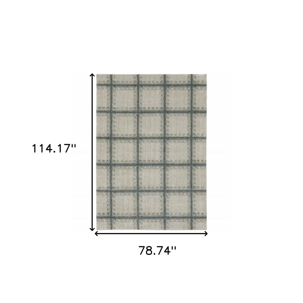 7' X 10' Gray Geometric Power Loom Area Rug