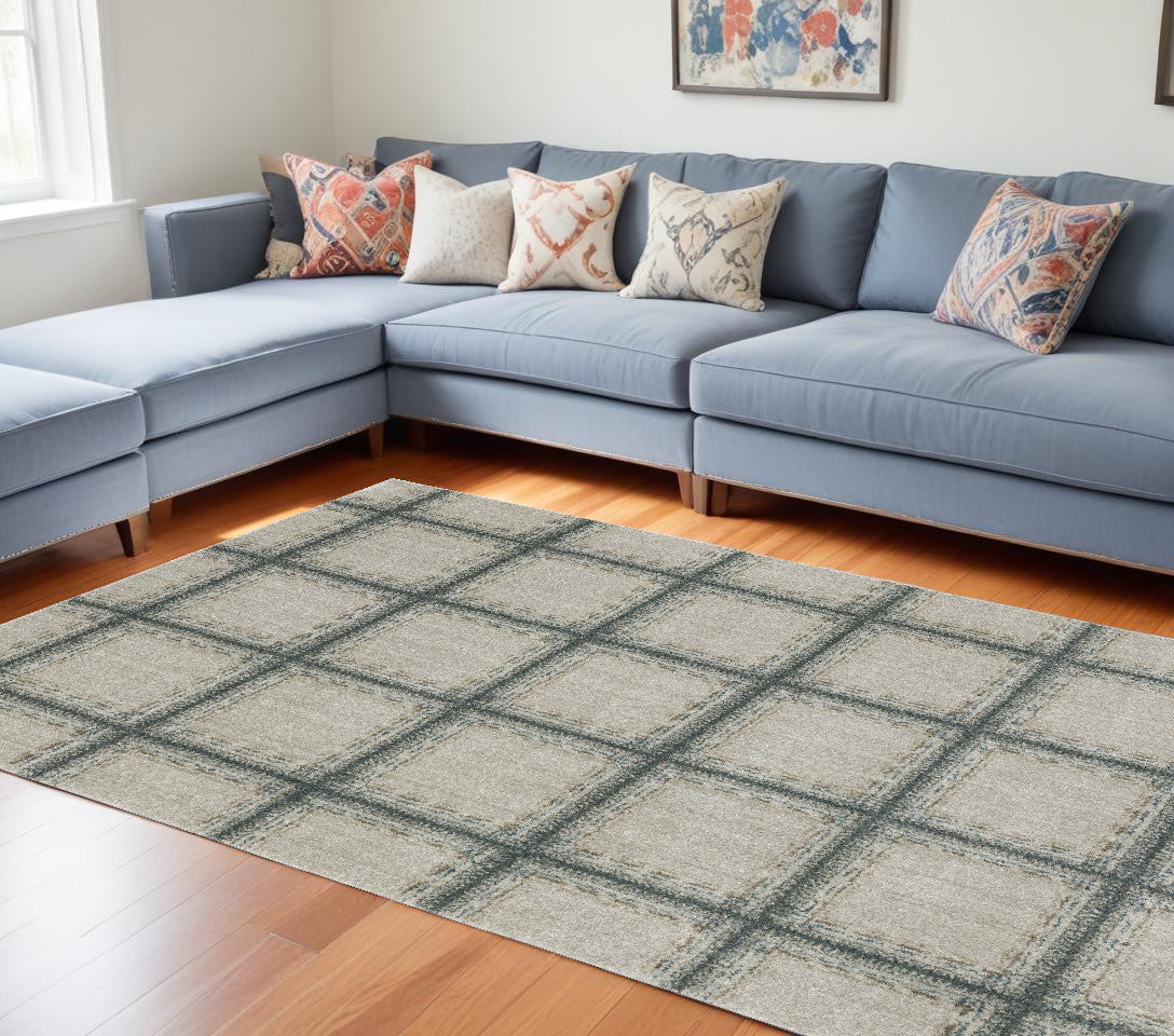 7' X 10' Gray Geometric Power Loom Area Rug