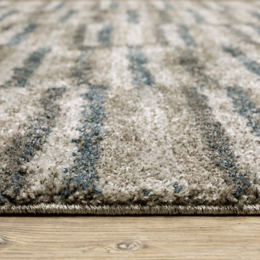 5' X 8' Teal Blue Geometric Power Loom Area Rug