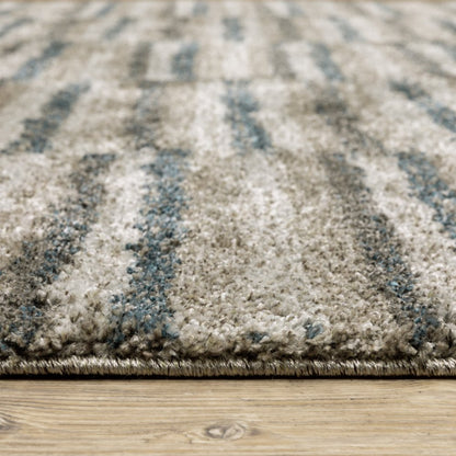 5' X 8' Teal Blue Geometric Power Loom Area Rug