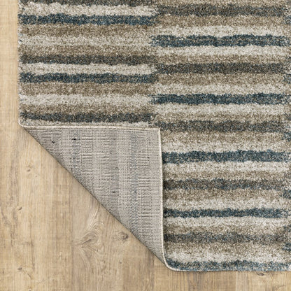 5' X 8' Teal Blue Geometric Power Loom Area Rug