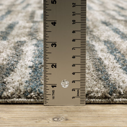 5' X 8' Teal Blue Geometric Power Loom Area Rug