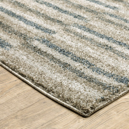 7' X 10' Teal Blue Geometric Power Loom Area Rug