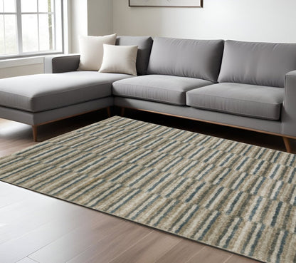 8' X 11' Teal Blue Geometric Power Loom Area Rug