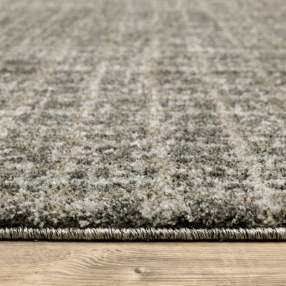 8' Brown And Beige Geometric Distressed Runner Rug