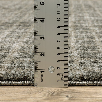 8' Brown And Beige Geometric Distressed Runner Rug