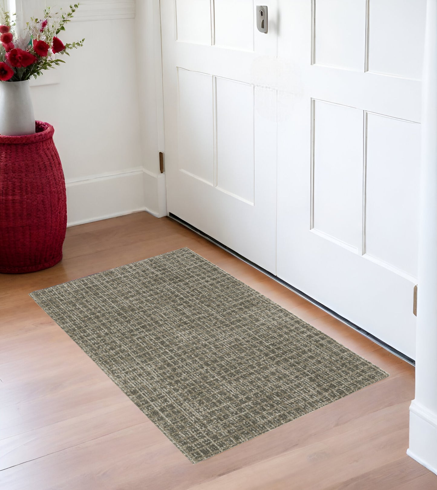 3' X 5' Gray Geometric Power Loom Area Rug