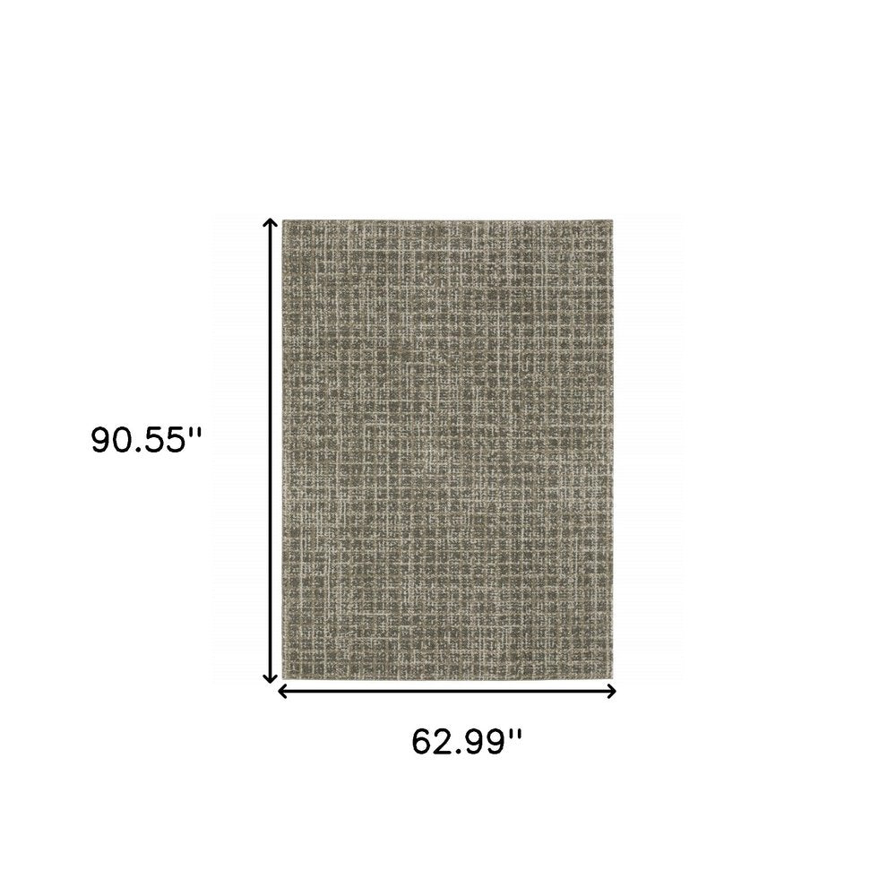 5' X 8' Brown And Beige Geometric Distressed Area Rug