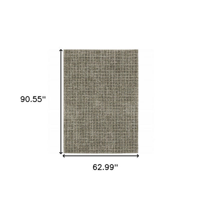 5' X 8' Brown And Beige Geometric Distressed Area Rug