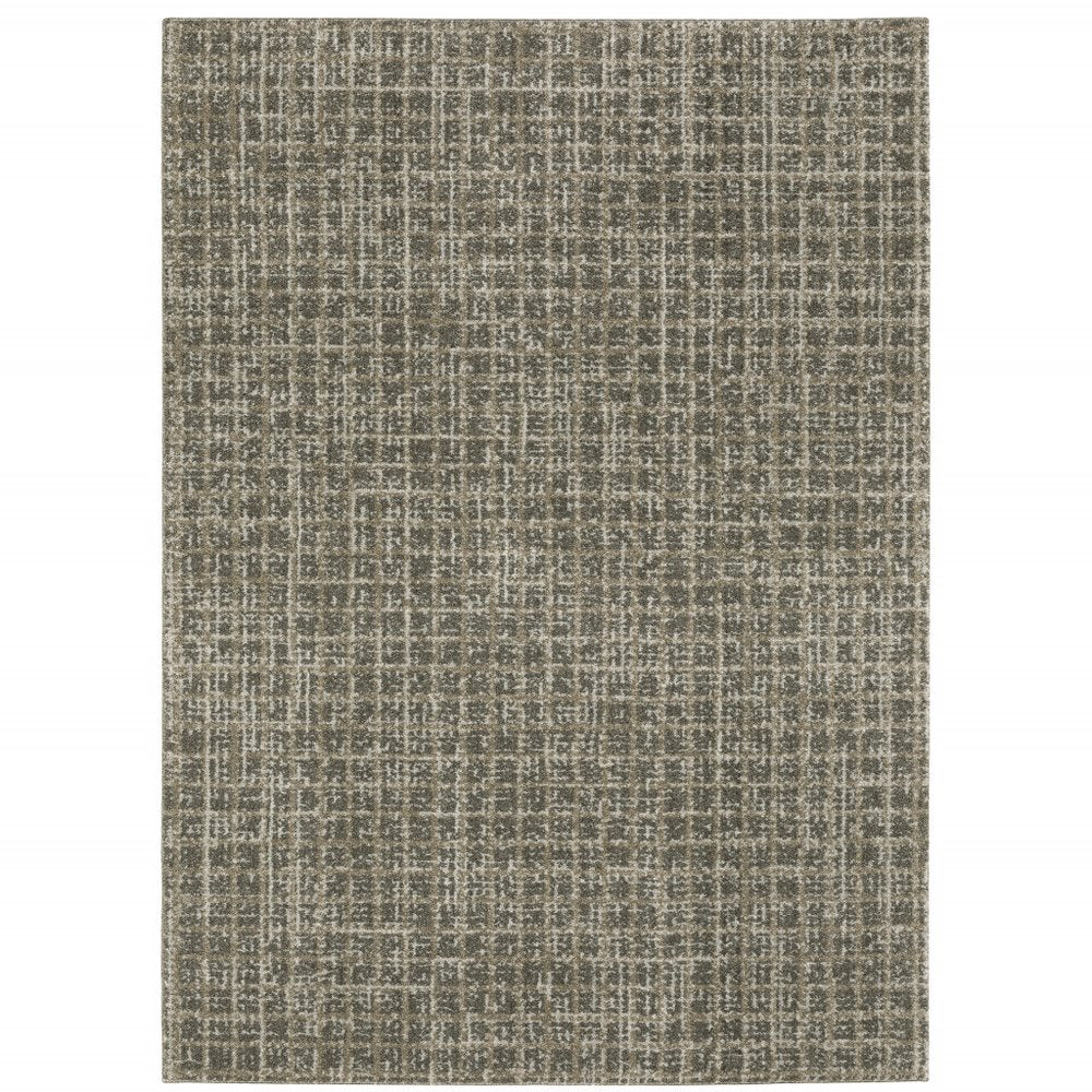 5' X 8' Brown And Beige Geometric Distressed Area Rug
