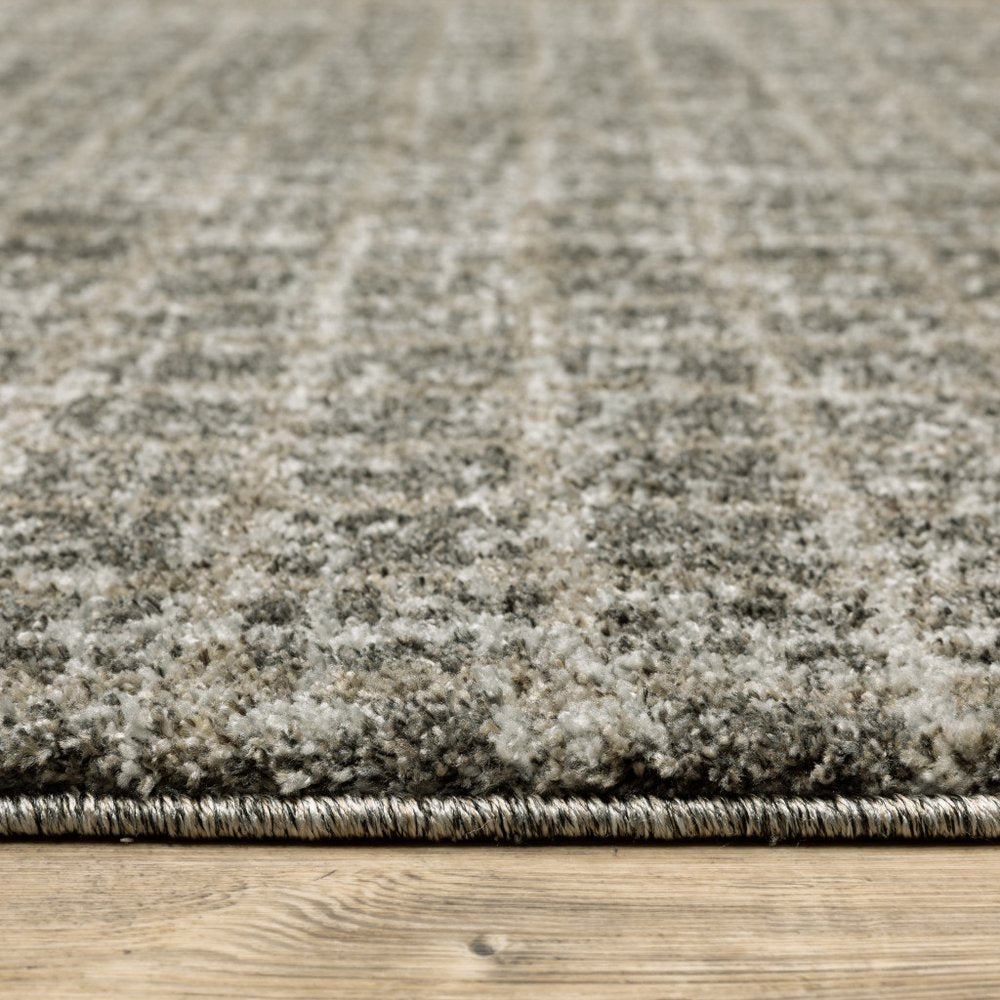8' X 11' Gray Geometric Power Loom Area Rug