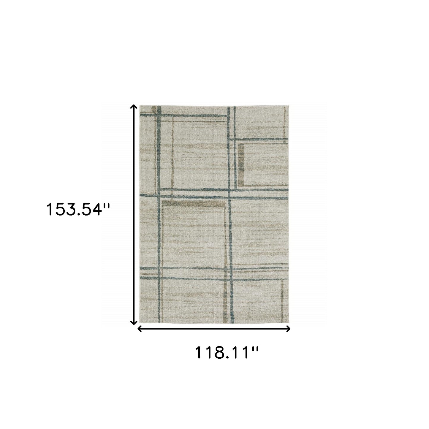 10' x 13' Grey Teal Beige and Tan Geometric Power Loom Area Rug