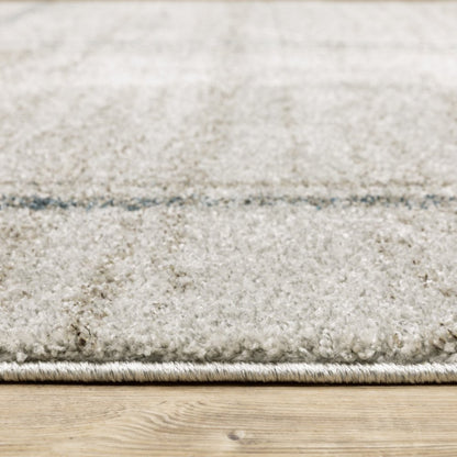 10' X 13' Grey Teal Beige and Tan Geometric Power Loom Area Rug