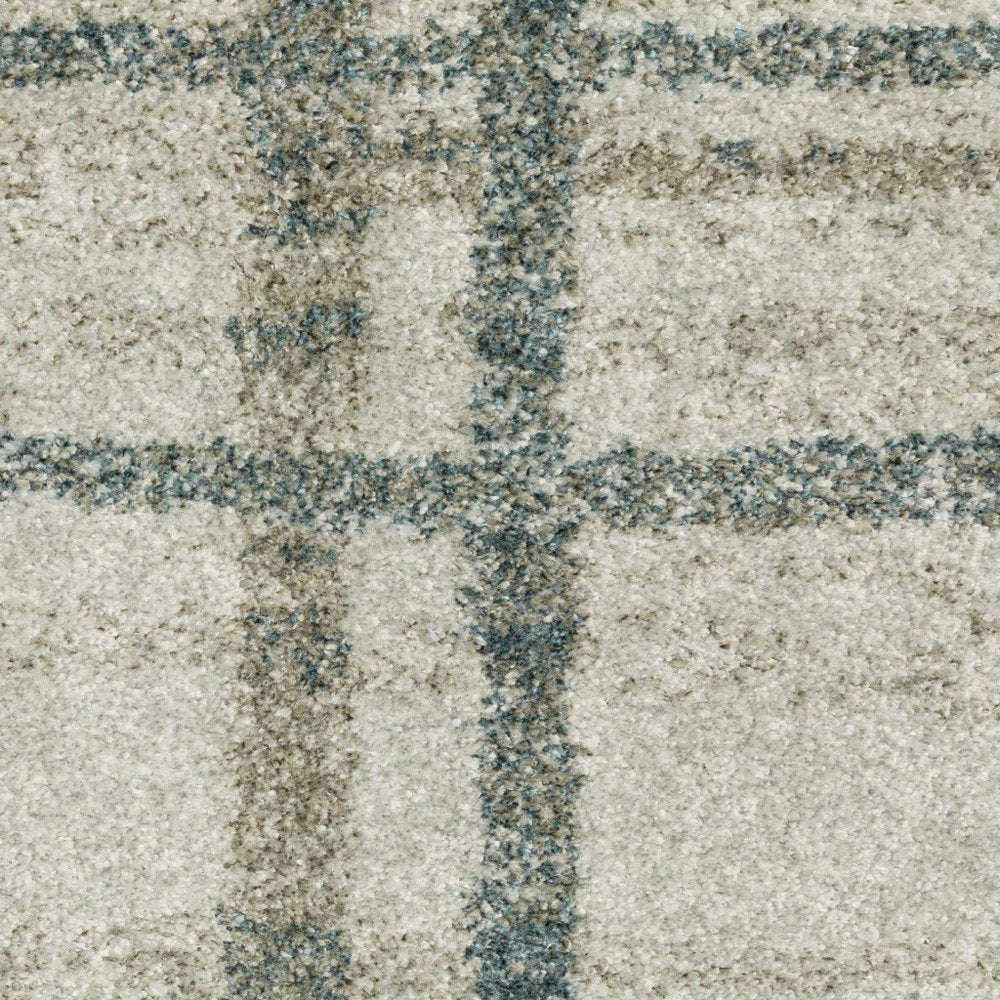 10' X 13' Grey Teal Beige and Tan Geometric Power Loom Area Rug