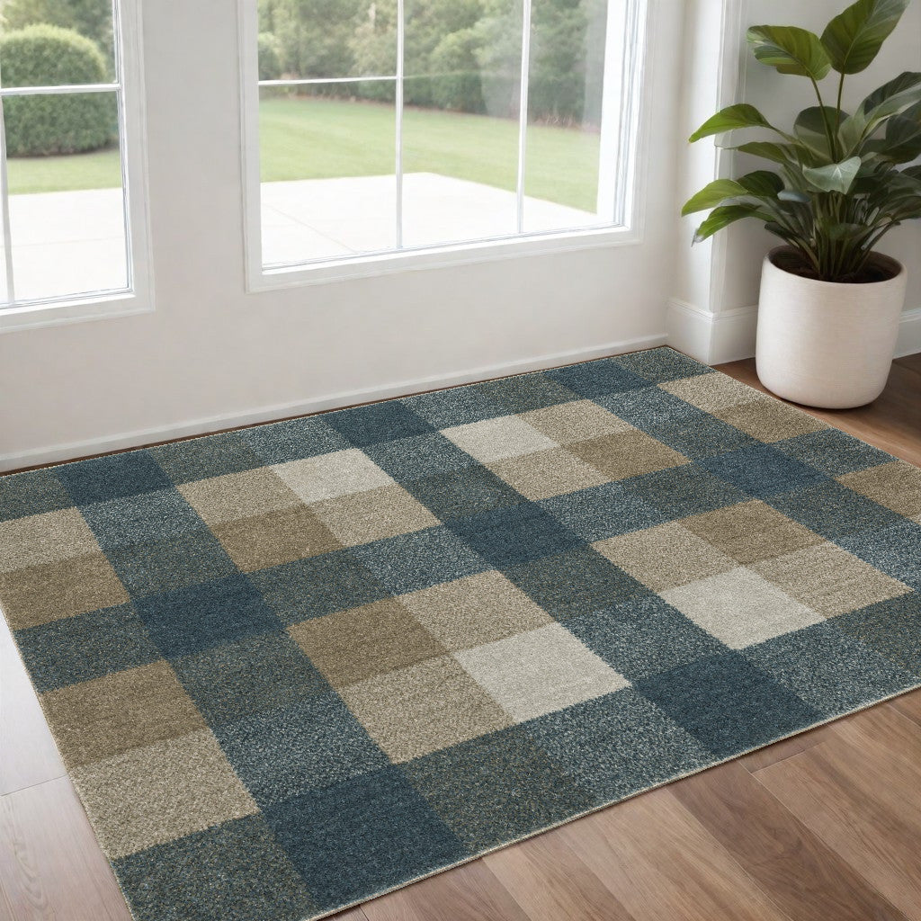 3' X 5' Tan and Gray Geometric Power Loom Area Rug