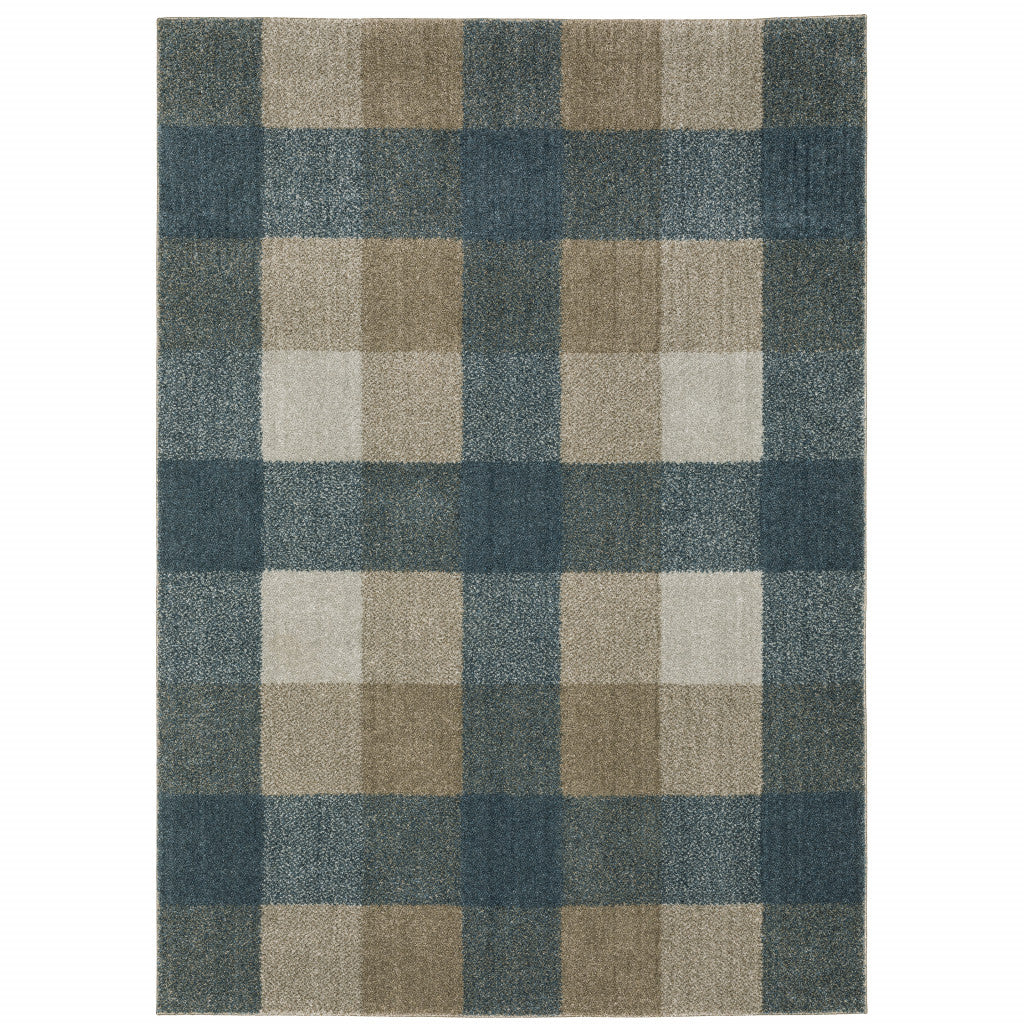 5' X 8' Tan and Gray Geometric Power Loom Area Rug