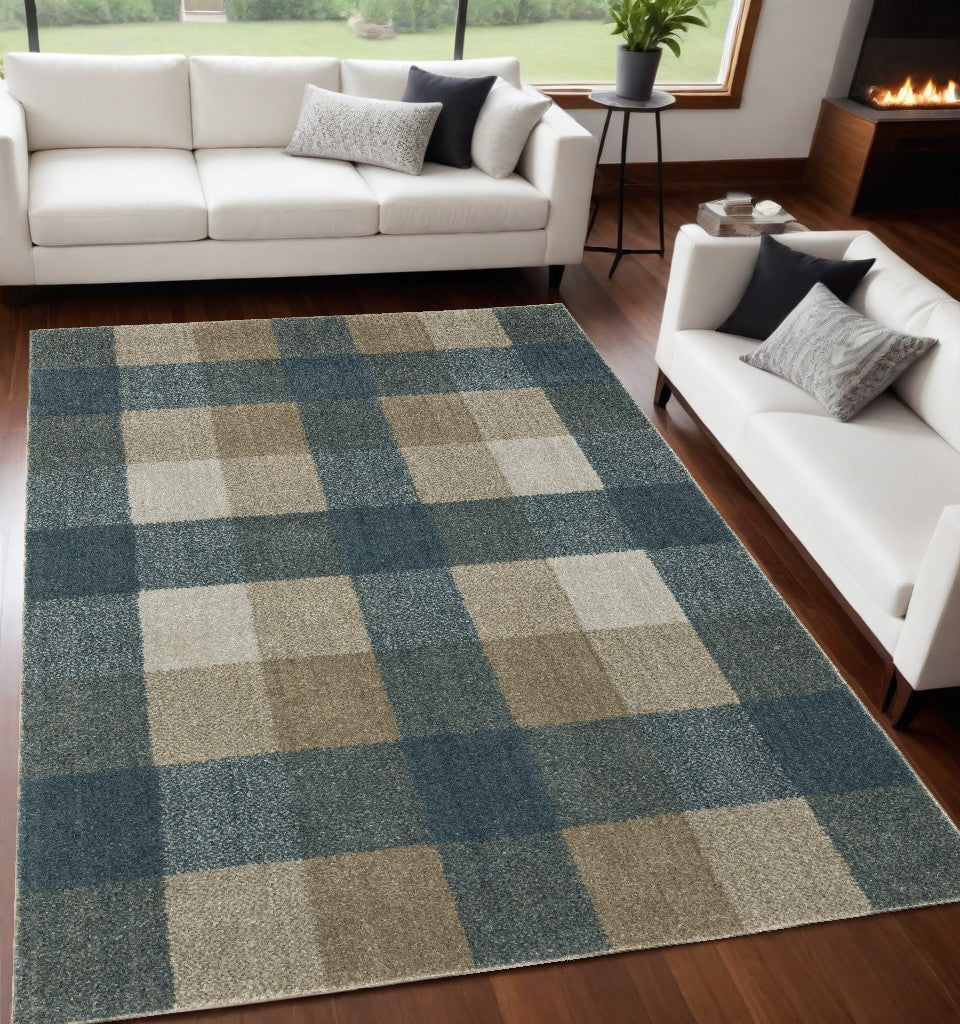 5' X 8' Tan and Gray Geometric Power Loom Area Rug