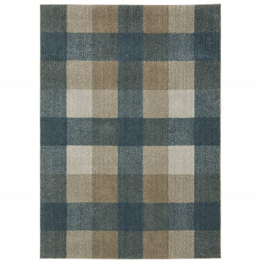 7' X 10' Tan and Gray Geometric Power Loom Area Rug