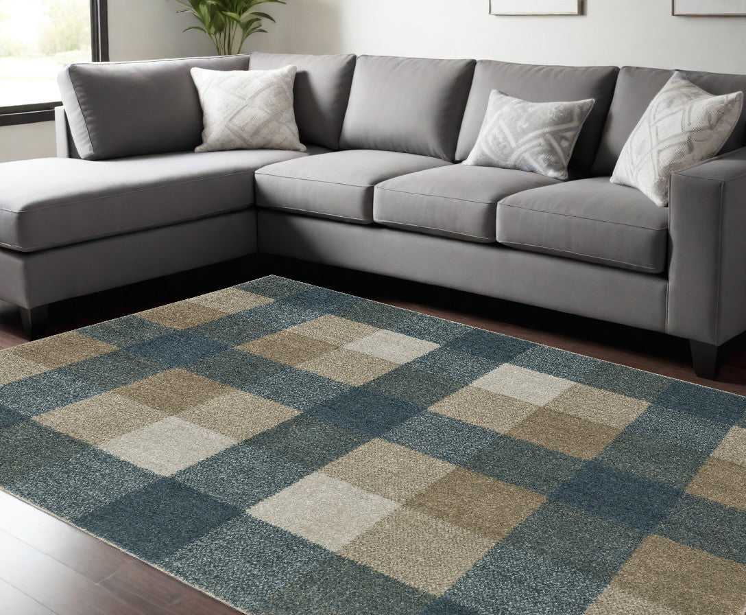 8' X 11' Tan and Gray Geometric Power Loom Area Rug