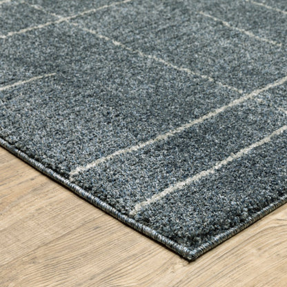 8' Blue And Gray Geometric Runner Rug