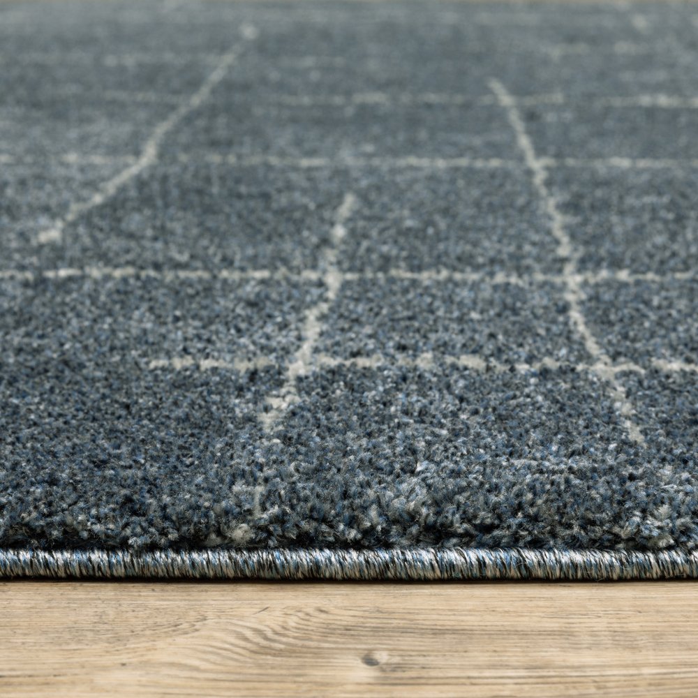 8' Blue And Gray Geometric Runner Rug