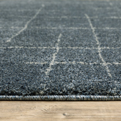 8' Blue And Gray Geometric Runner Rug