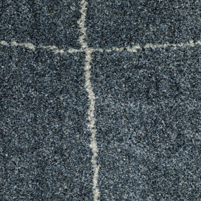 8' Blue And Gray Geometric Runner Rug