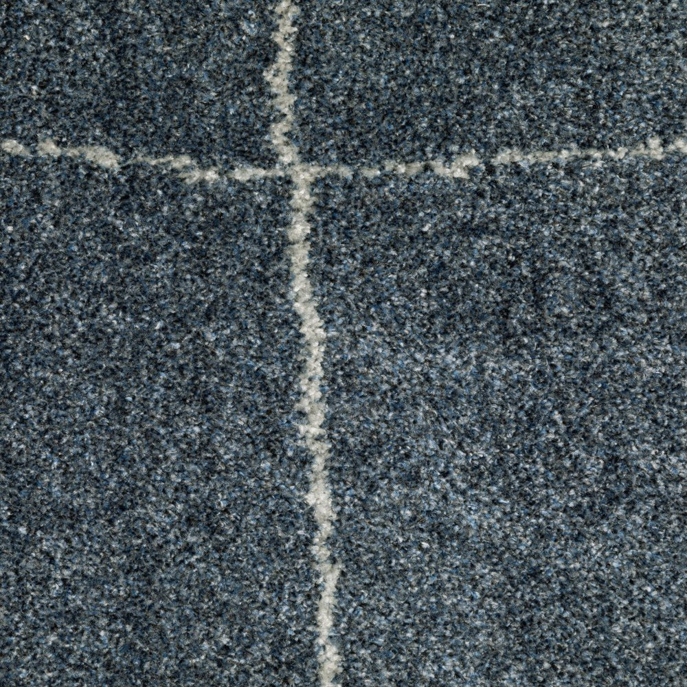 8' Blue And Gray Geometric Runner Rug