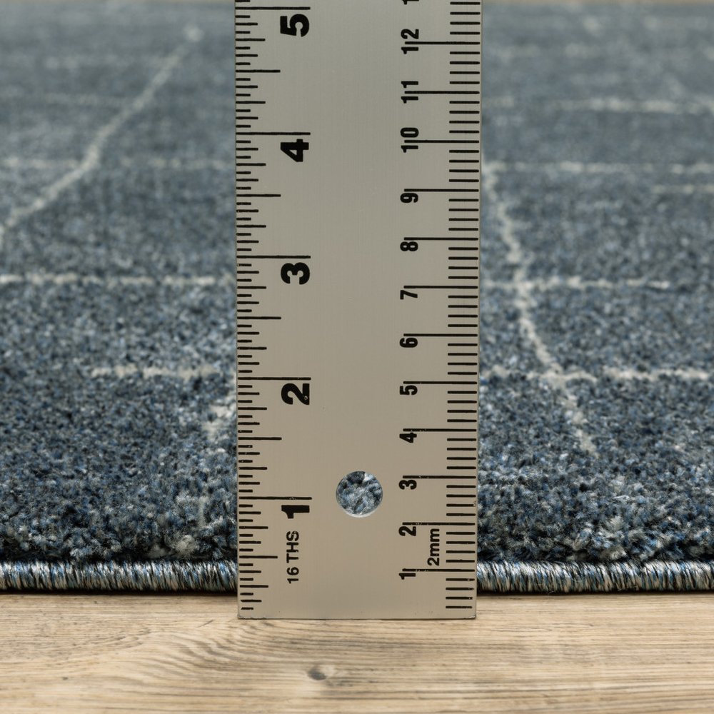 8' Blue And Gray Geometric Runner Rug