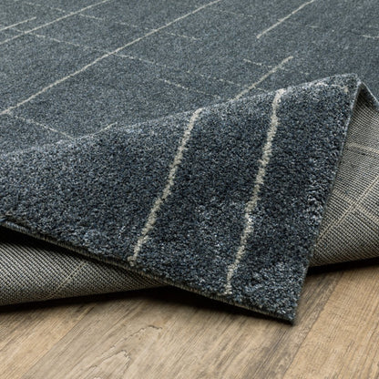 8' Blue And Gray Geometric Runner Rug