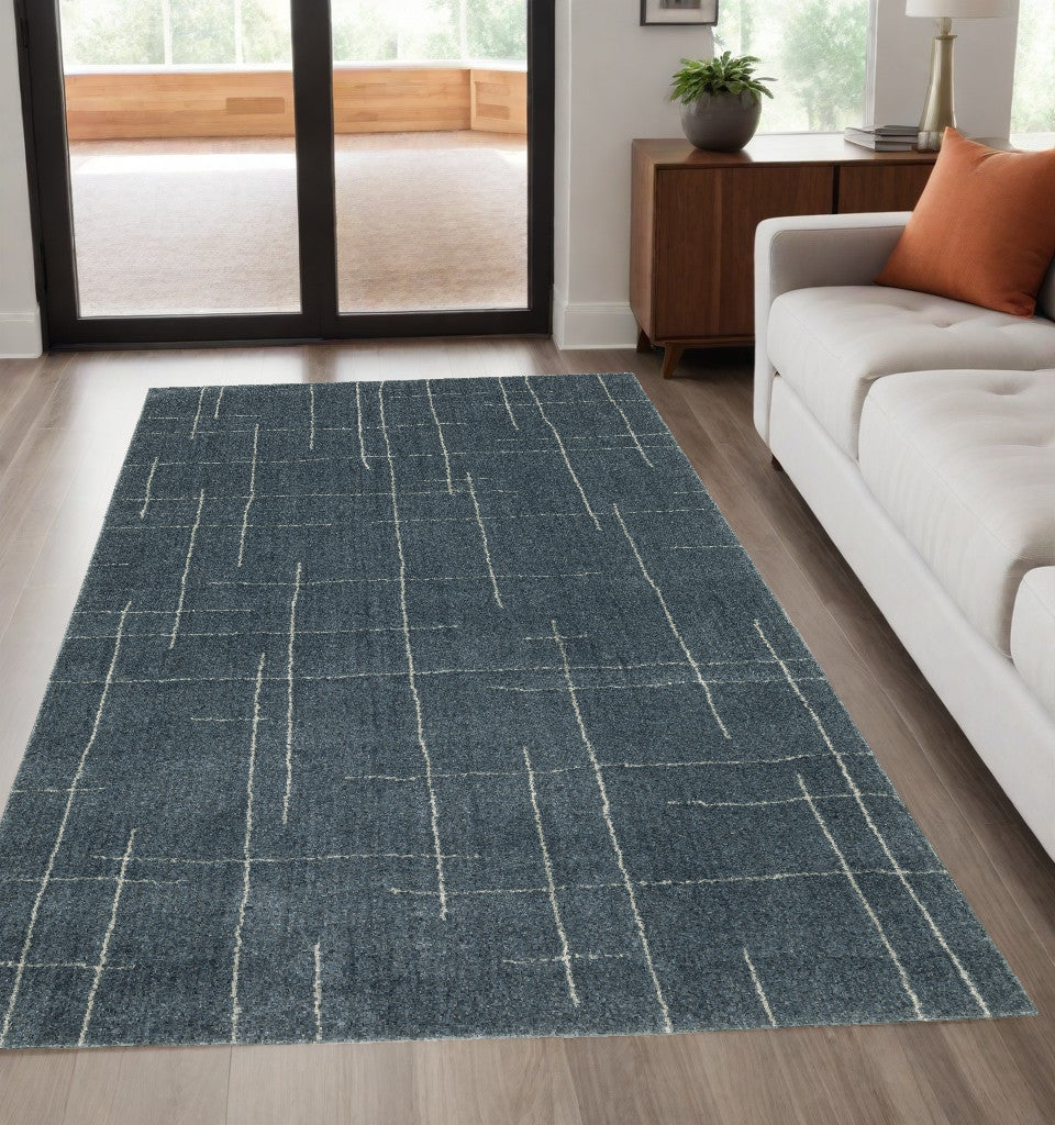 5' X 8' Blue and Gray Geometric Power Loom Area Rug