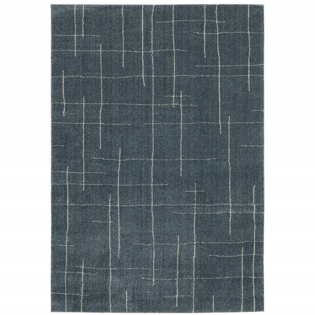 7' X 10' Blue and Gray Geometric Power Loom Area Rug