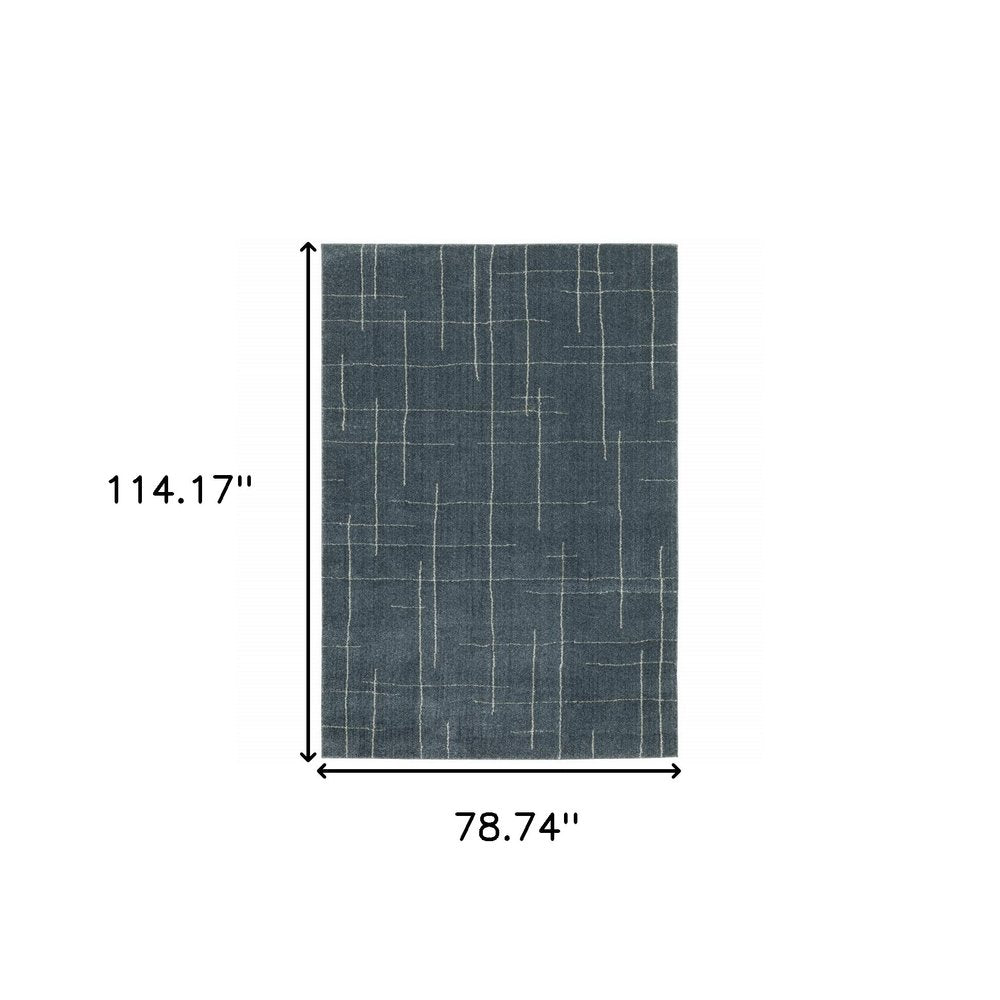 7' X 10' Blue and Gray Geometric Power Loom Area Rug