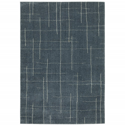 7' X 10' Blue and Gray Geometric Power Loom Area Rug