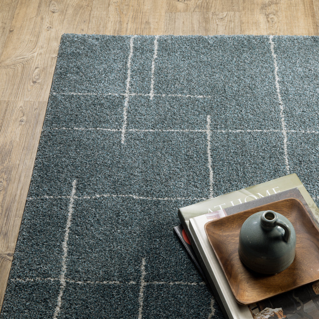 7' X 10' Blue and Gray Geometric Power Loom Area Rug