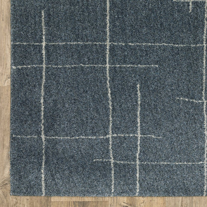 7' X 10' Blue and Gray Geometric Power Loom Area Rug