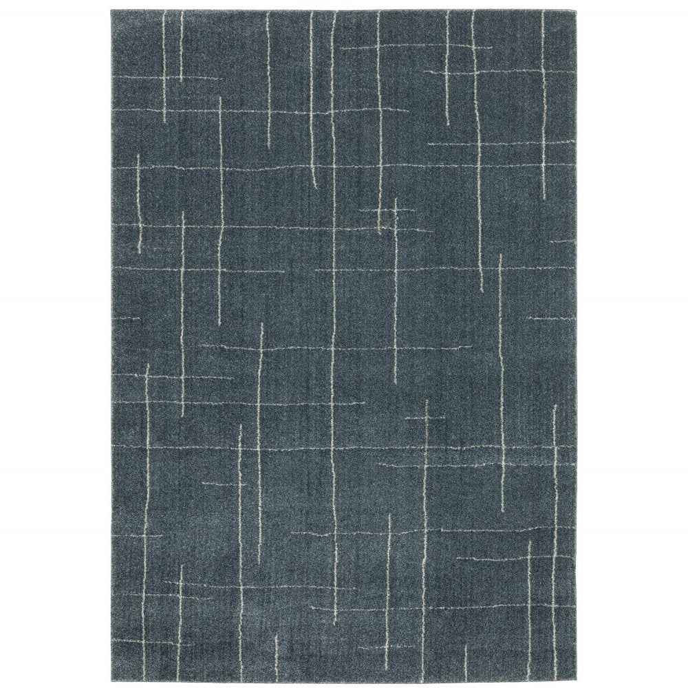 8' X 11' Blue and Gray Geometric Power Loom Area Rug