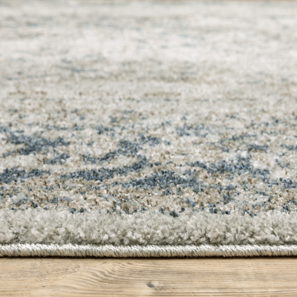 8' Runner Blue and Gray Oriental Power Loom Runner Rug