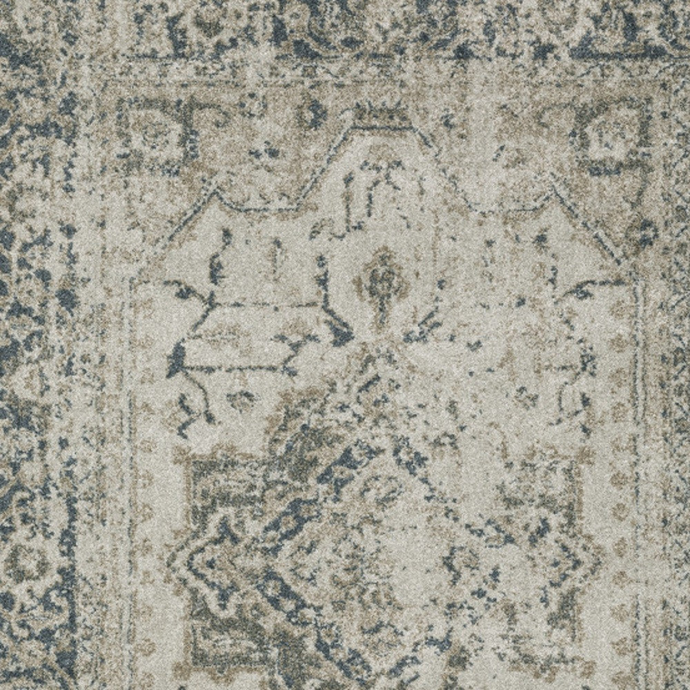 3' X 5' Blue and Gray Oriental Power Loom Area Rug