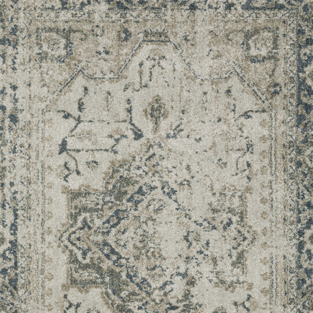 5' X 8' Blue and Gray Oriental Power Loom Area Rug