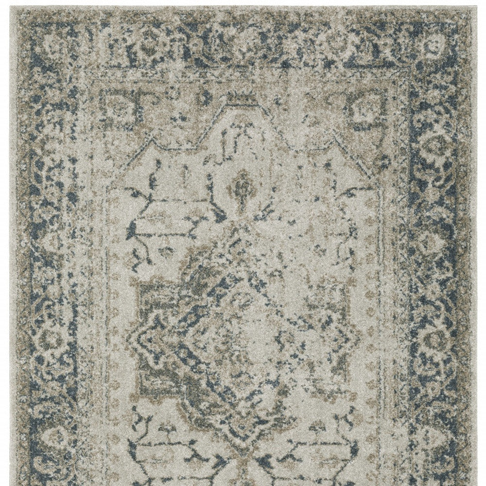 5' X 8' Blue and Gray Oriental Power Loom Area Rug