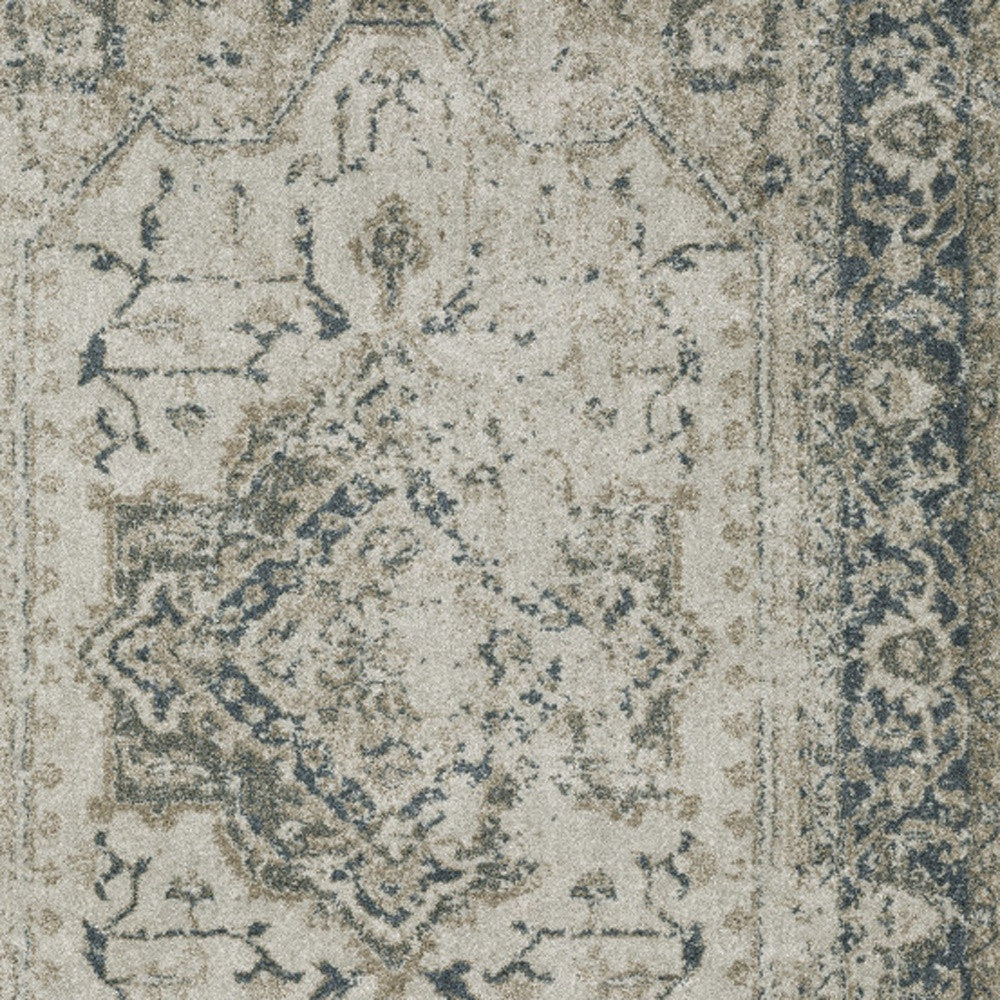 7' X 10' Blue and Gray Oriental Power Loom Area Rug